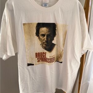 White Bruce Springstein Graphic T-Shirt